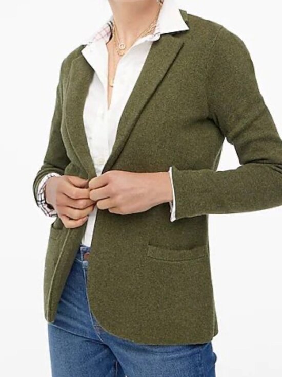 J. Crew Jackets & Blazers - J. Crew Factory Olive Green Knit Single-Button Blazer